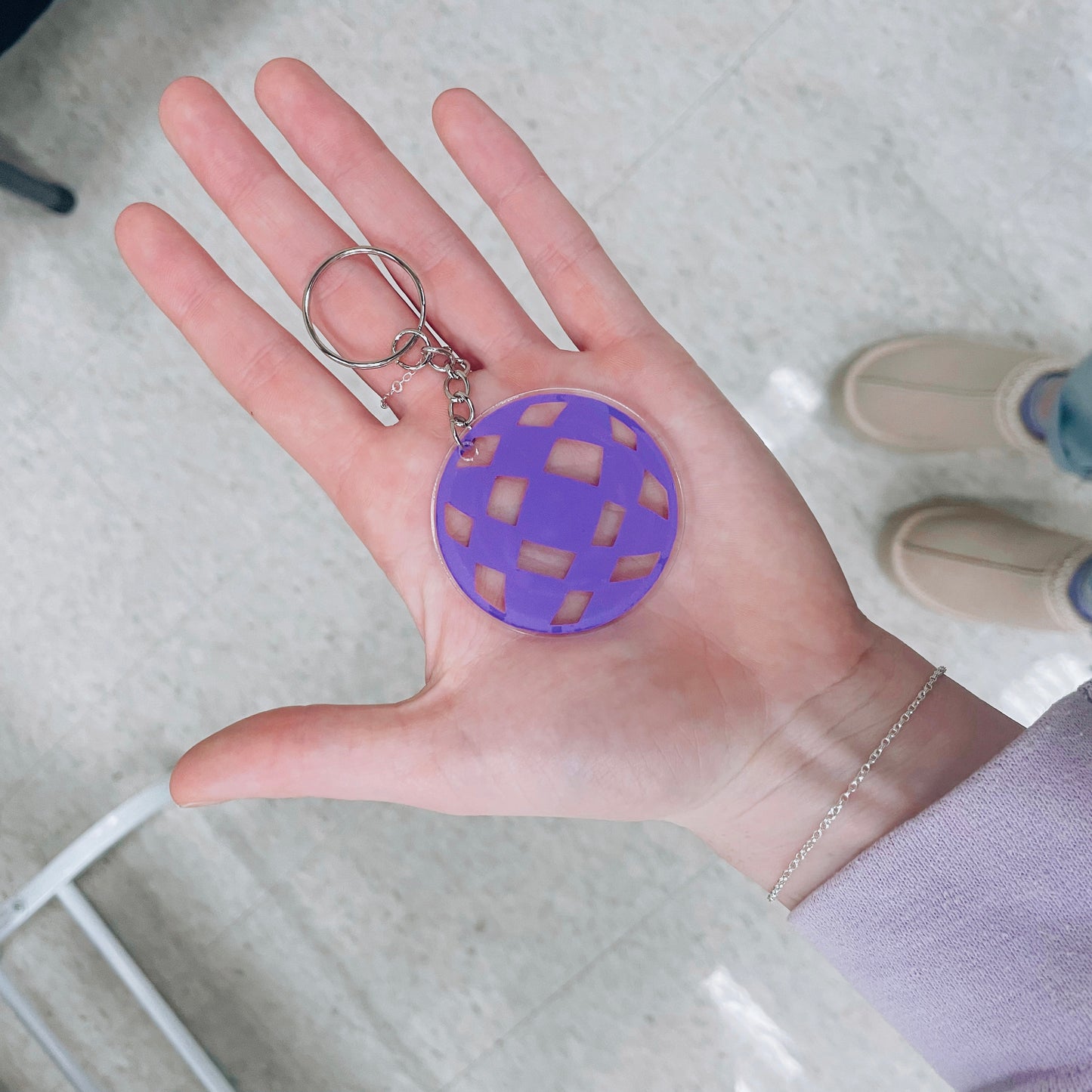 Pink or Purple Disco Ball Keychain