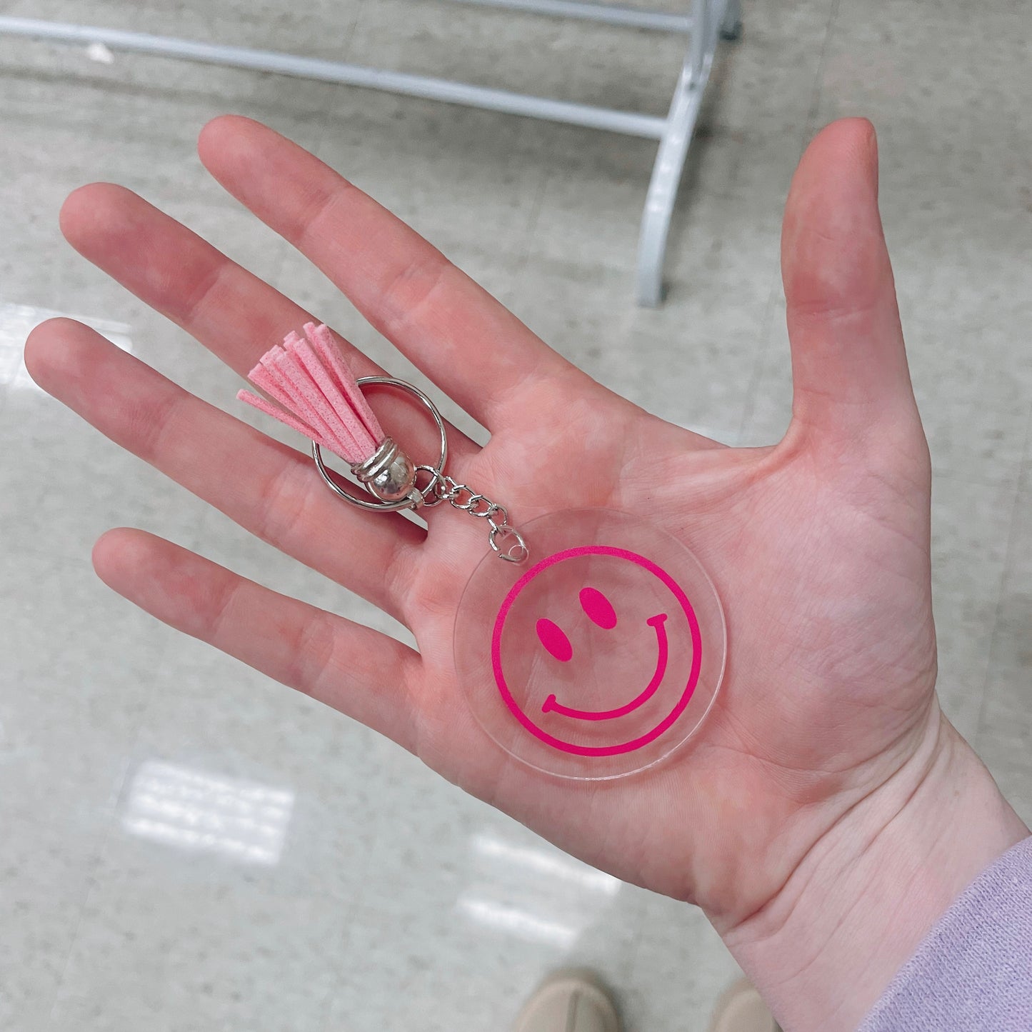 Purple or Pink Smile Keychain